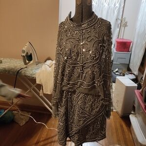 Like New Asos light gray pearl beaded dress